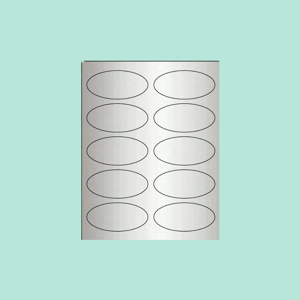 Oval Metallic Silver Paper Labels