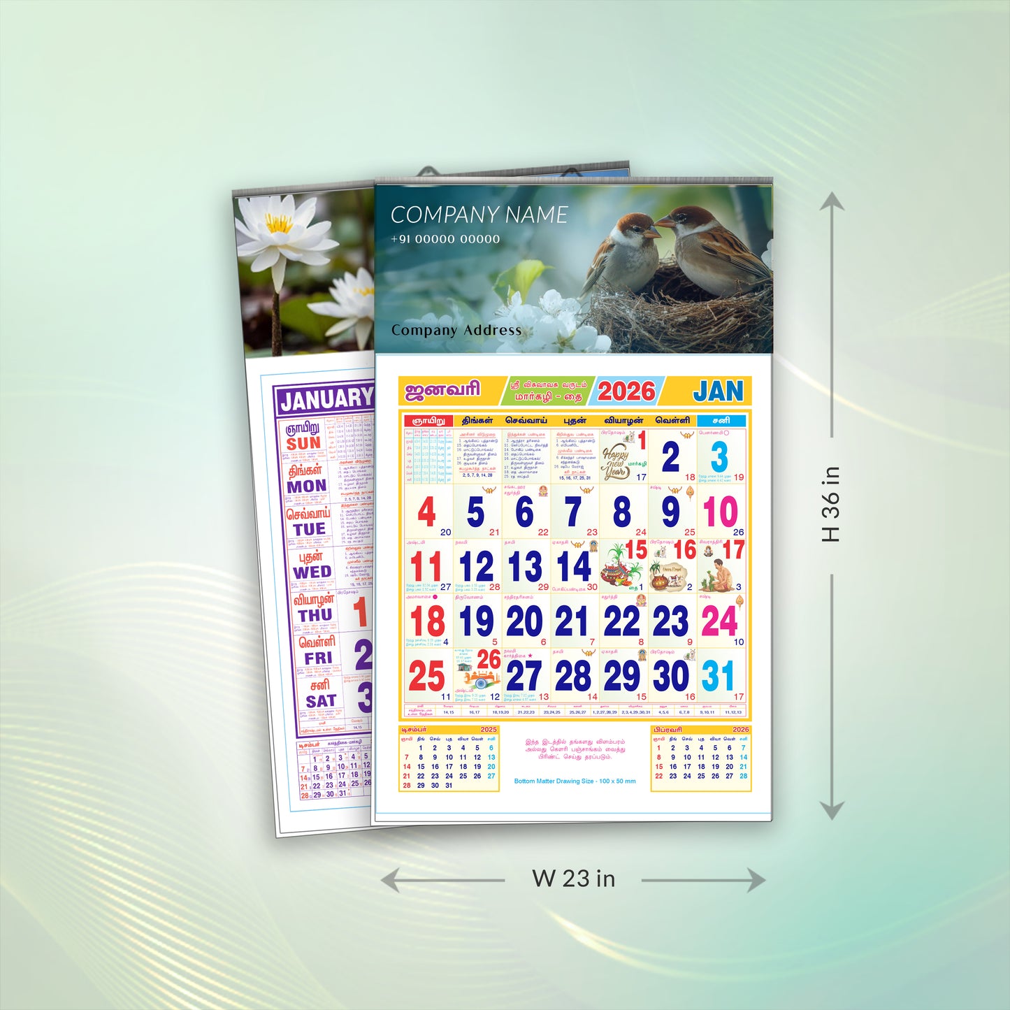 Monthly Calendar-23x36-6 Sheeter