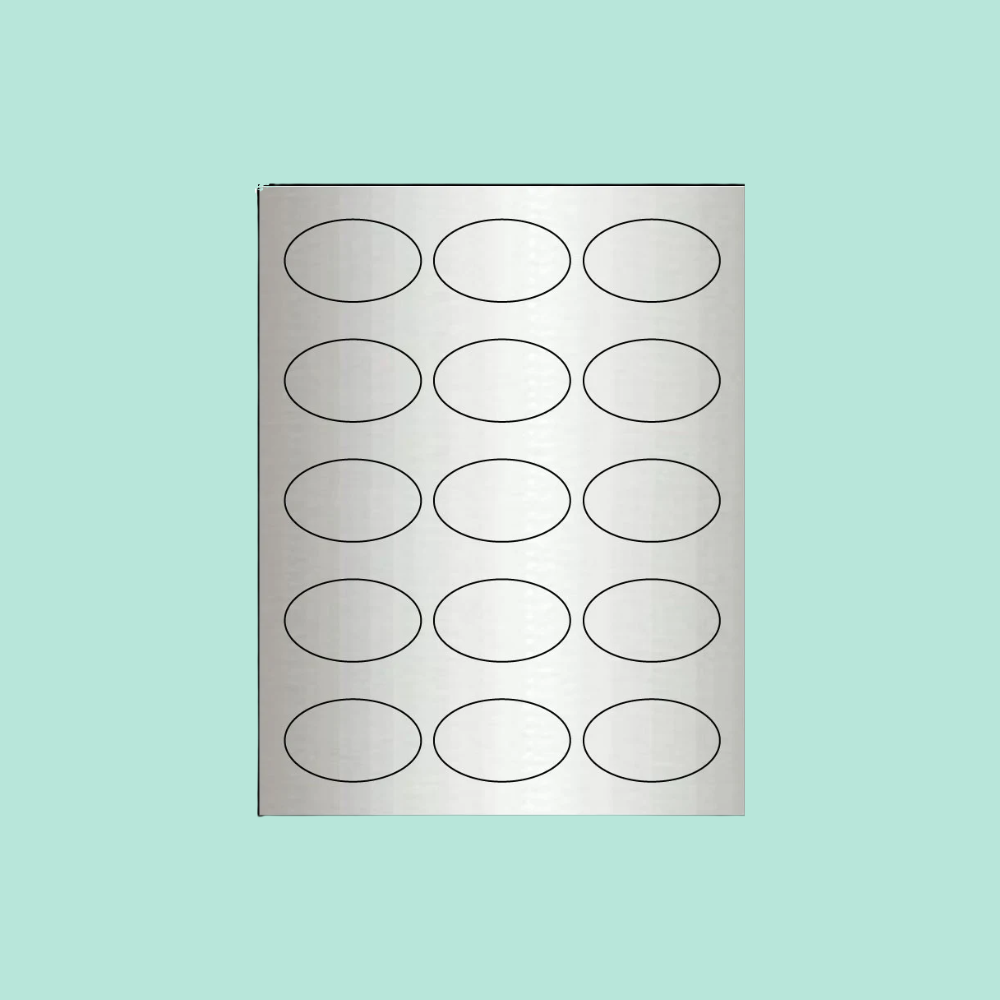 Oval Metallic Silver Paper Labels